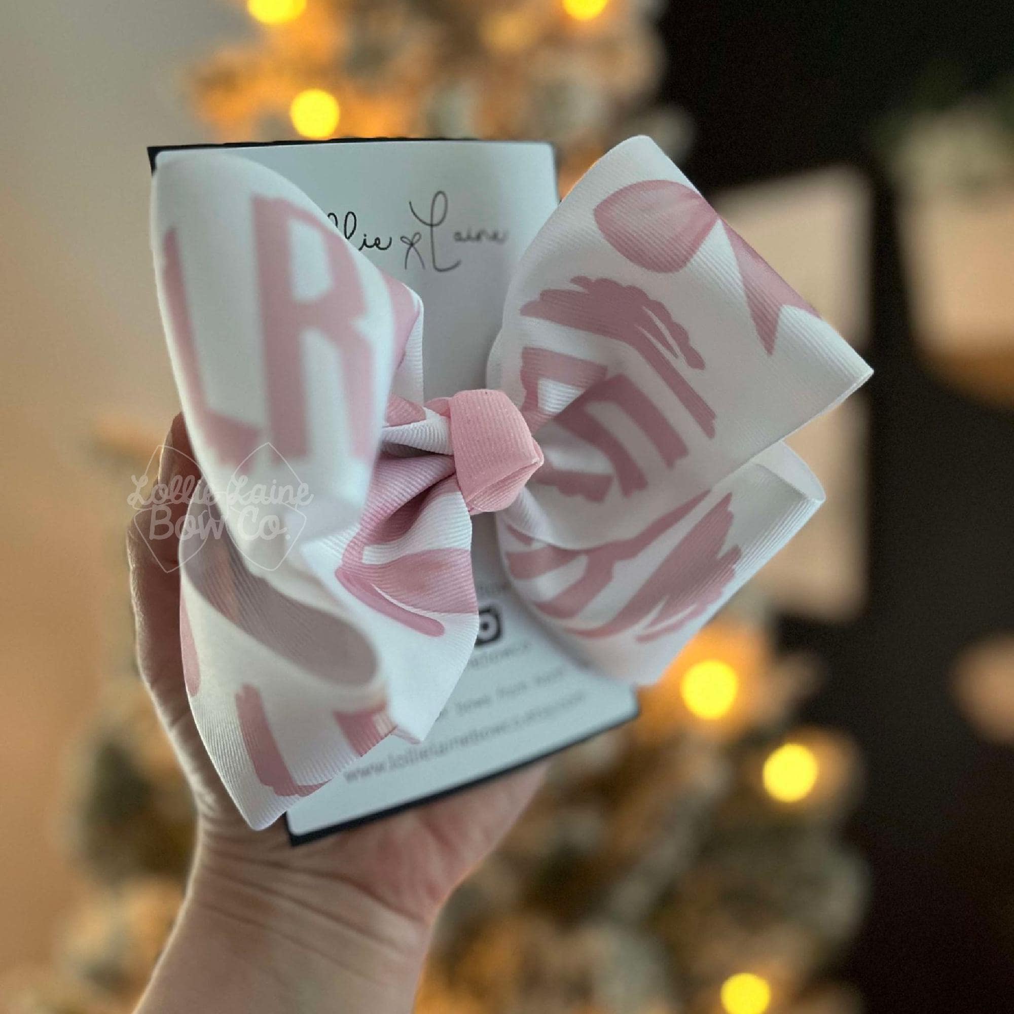 Custom Monogram Hair Bow In Pink | Custom hair bow, monogram hair bow, 5 inch bow, 6 inch bow, 7 inch bow