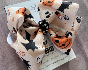 Halloween Hair Bow | Hair bow, Halloween bow, 5 inch bow, 6 inch bow, 7 inch bow, boutique, ghost hair bow, pumpkin bow, bats,