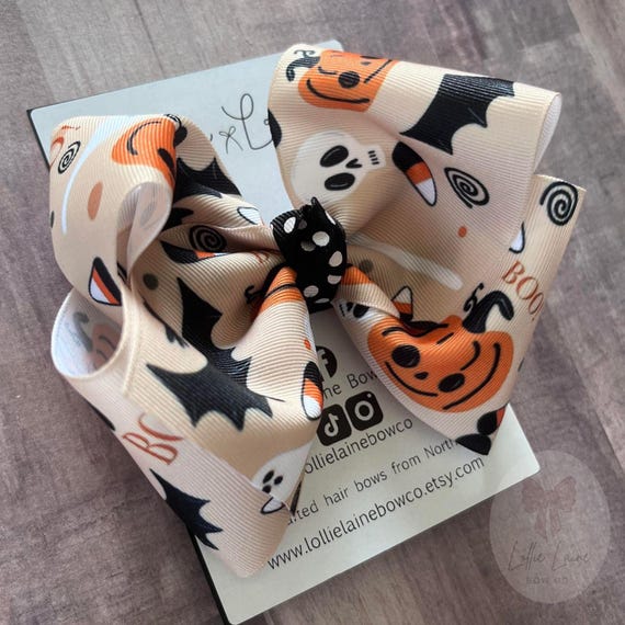 Halloween Hair Bow | Hair bow, Halloween bow, 5 inch bow, 6 inch bow, 7 inch bow, boutique, ghost hair bow, pumpkin bow, bats,