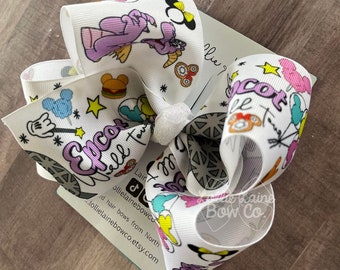 Epcot Inspired Hair Bow | Vacation hair bow, Figment, disney inspired hair bow, disney springs hair bow, disney snacks hair bow