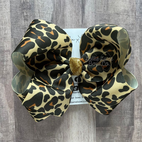 Simple Leopard Hair Bow | Animal print hair bow, leopard print hair bow, 5 inch bow, 6 inch bow, 7 inch bow