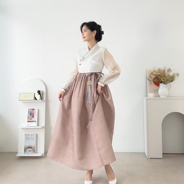 Koreaanse moderne Hanbok daily hanbok for Spring (Grace Beige) voor dames