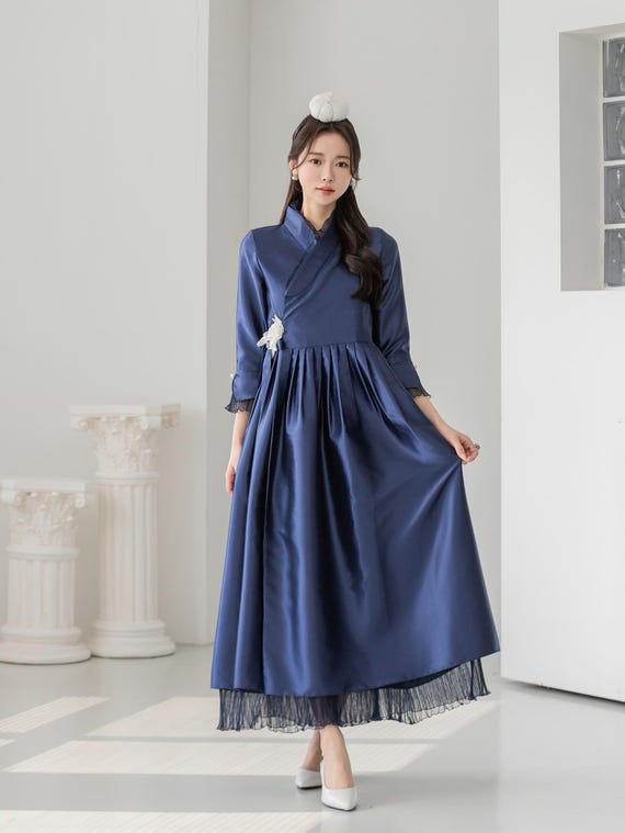blue dress korean style Maiah Blue Formal Maxi Dress - US 12 main image 0