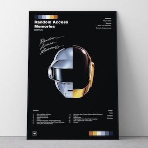 Póster del álbum Daft Punk - Random Access Memories (modo oscuro) / Impresión digital instantánea / Arte mural