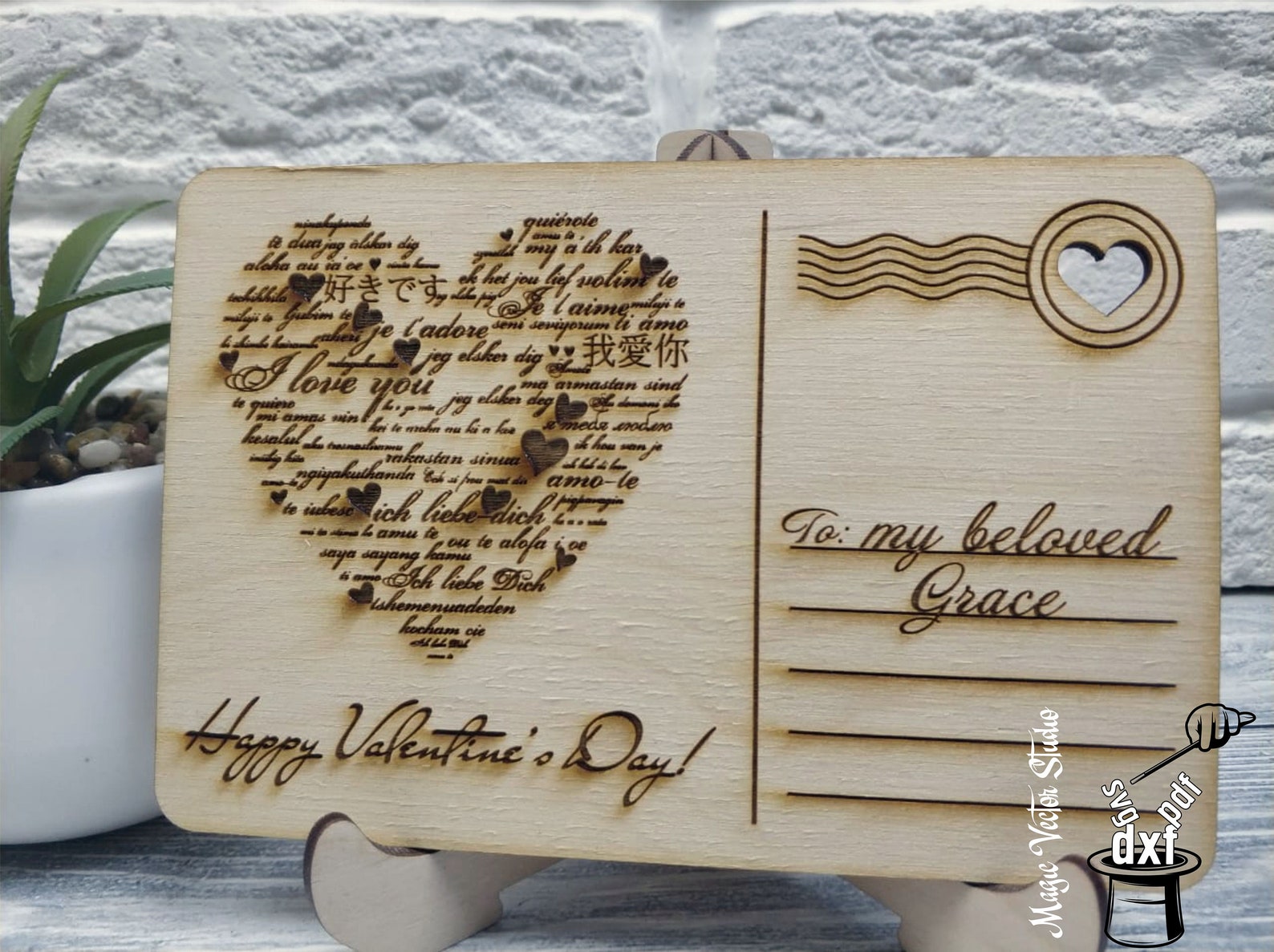 VALENTINES POSTCARD vector glowforge file laser engraver | Etsy