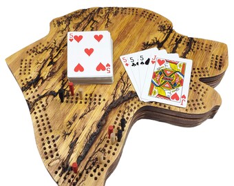 Tablero de cribbage Fractal Burn Lab Retriever Head / Almacenamiento continuo de 3 pistas, clavijas y tarjetas