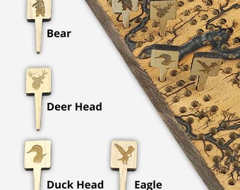 Clavijas de cribbage con animales grabados por ambos lados, de arce (juego de 2)