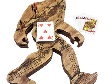 Tablero de cribbage Fractal Burn Bigfoot / Almacenamiento continuo de 3 pistas, clavijas y tarjetas
