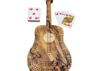 Tablero de cribbage para guitarra Fractal Burn / Almacenamiento continuo de 3 pistas, clavijas y tarjetas