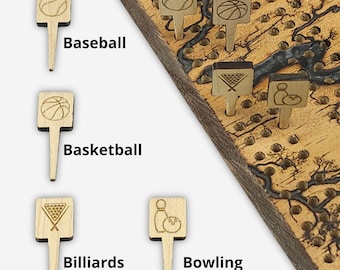 Clavijas de cribbage deportivas grabadas de doble cara / Arce, juego de 2