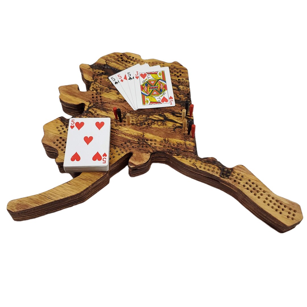 Deluxe Alaska State Cribbage Board Fractal Burn Continuous Etsy