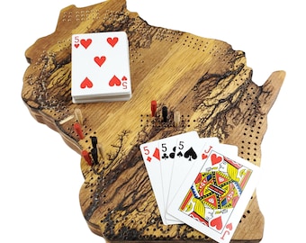 Wisconsin State Shape Road Map Cribbage Board 