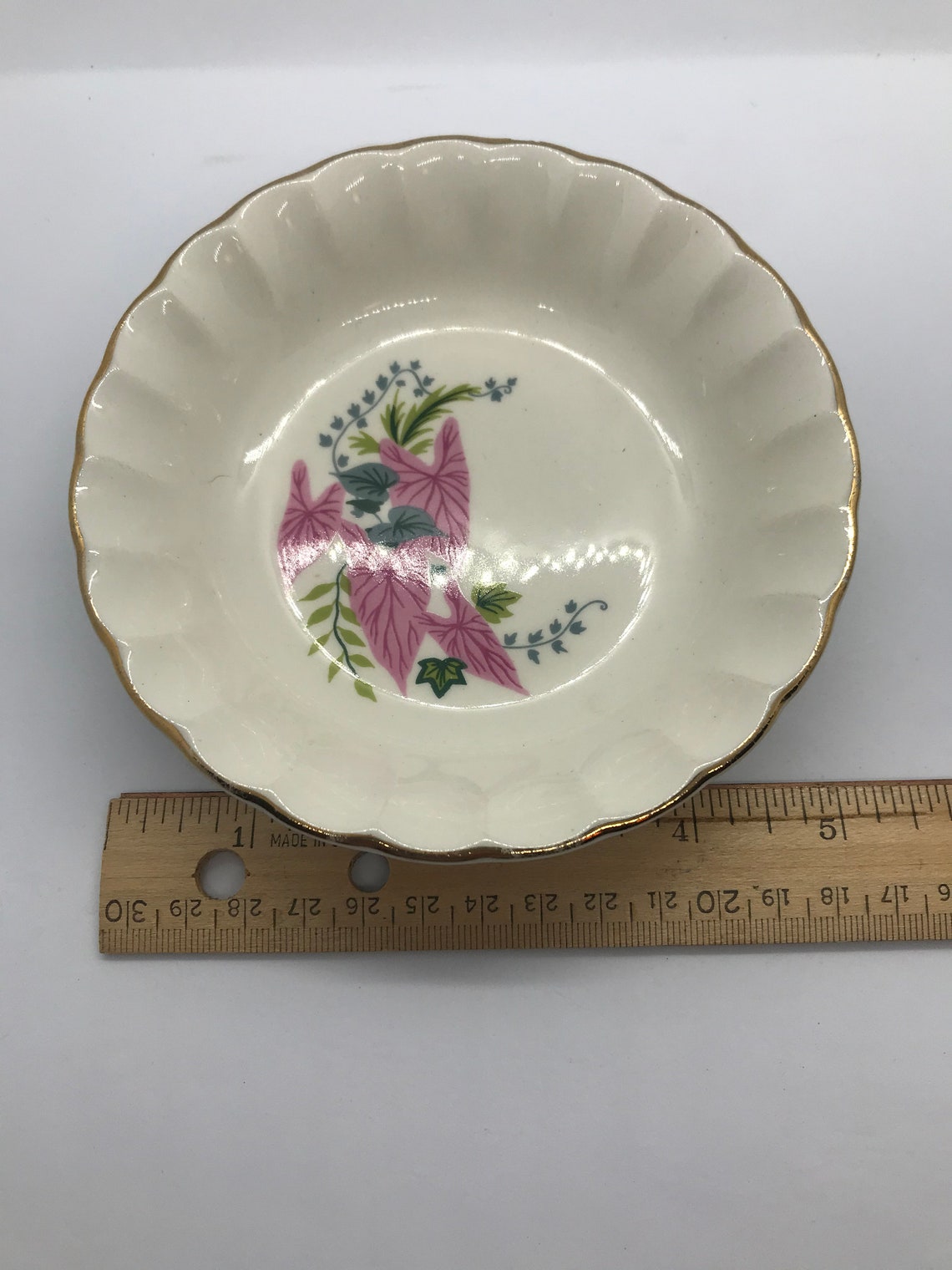 W. S. George Pink Caladium Mid Century Modern plates | Etsy