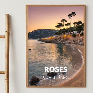 Rosas | Cartel A3, impresión de España, impresión de arte de pared de viaje de Rosas, cartel de viaje de la Costa Brava