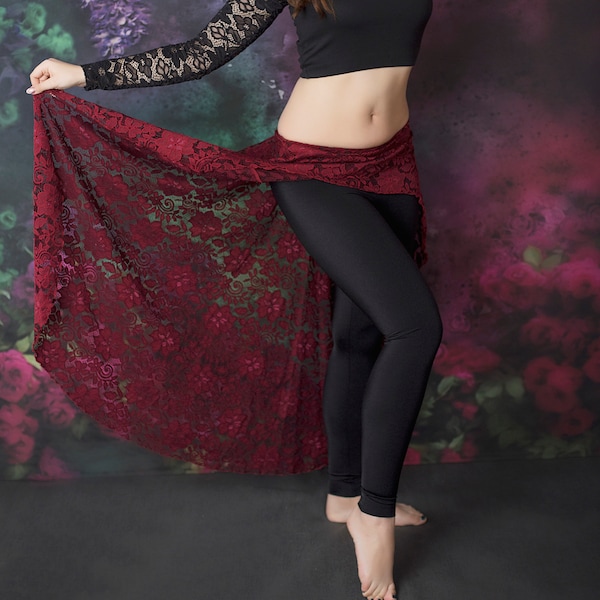 MILA belly dance training skirt (burgundy)| belly dance clothes | lace | taniec orientalny |danceweare | oriental dance