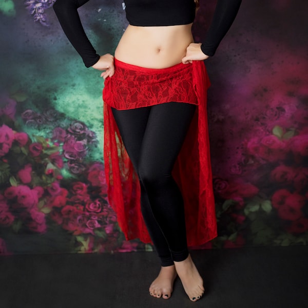 MILA belly dance training skirt (hot red)| belly dance clothes | lace | taniec orientalny |danceweare | oriental dance