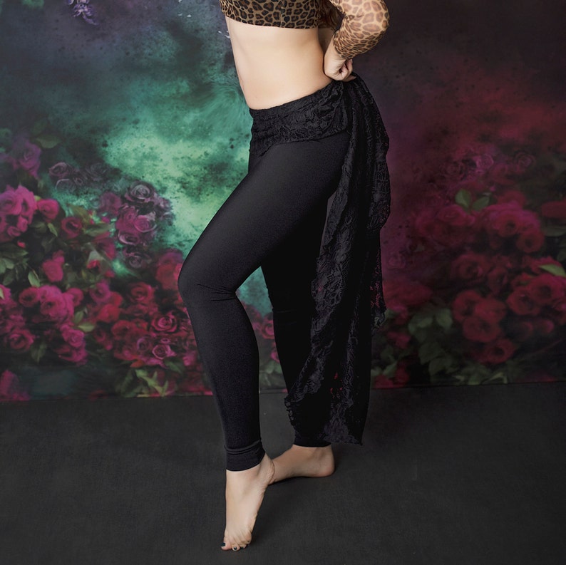 black MILA belly dance training skirt oriental dance | belly dance clothes lace taniec orientalny |danceweare