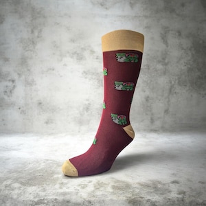 Bamboo Socks Calcetitlán Mayan Codices Wine/Navy