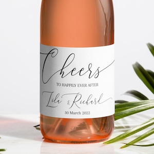 Wedding Champagne Bottle Labels Minimalistic Favor Custom Personalized Editable Printable Bridal Corjl DIY Instant Digital Download AA4