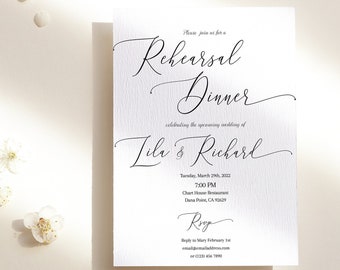 Rehearsal Dinner Invitation Editable Template, Minimalistic Invite for Couple, Night Before Wedding Event Instant Digital Download AA4