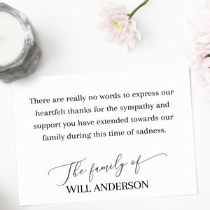Editable Sympathy Acknowledgement Cards, Funeral Thank You Card Minimalistic Template Printable Memorial Card Try Before U Buy AA4