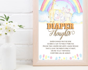 Safari Diaper Thoughts Sign, Animals Baby Shower or Birthday Sign Printable Template Instant Digital Download Try Before You Buy AC2