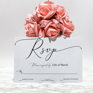 Wedding Invitation RSVP Card Minimalistic Template Information Personalized Printable Editable Floral Corjl Instant Download AA4