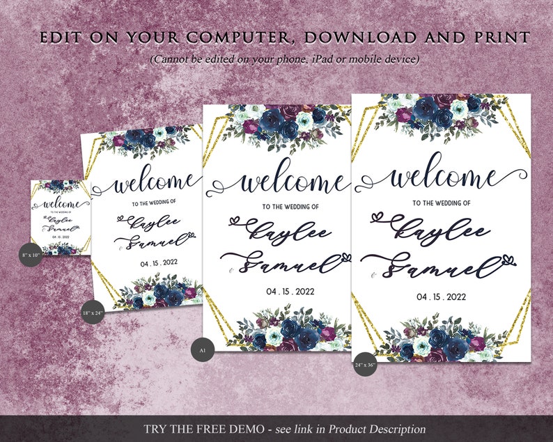 Wedding Welcome Sign Editable Template Printable Personalized - Etsy