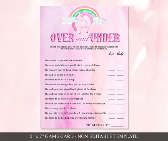 Pink Pony The Price Is Right Game Watercolor Baby Shower or Birthday Games Printable Card Template Instant Digital Download AC5