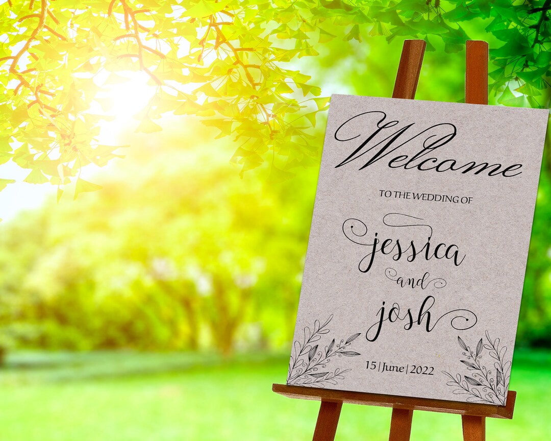 Wedding Welcome Sign Editable Template Printable Personalized Rustic ...