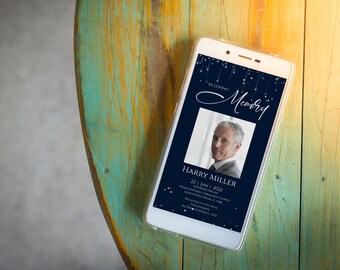 May include: A blue and white digital memorial card with a photo of a man and the text "In Loving Memory Harry Miller 22 Jan 2022 Saturday 1:00 pm Marvinetard Community Church 1200 Avenue Miami, FL 33127"