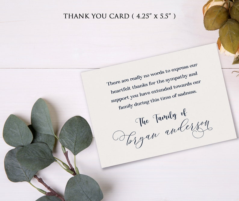 Editable Sympathy Acknowledgement Cards Funeral Thank You - Etsy