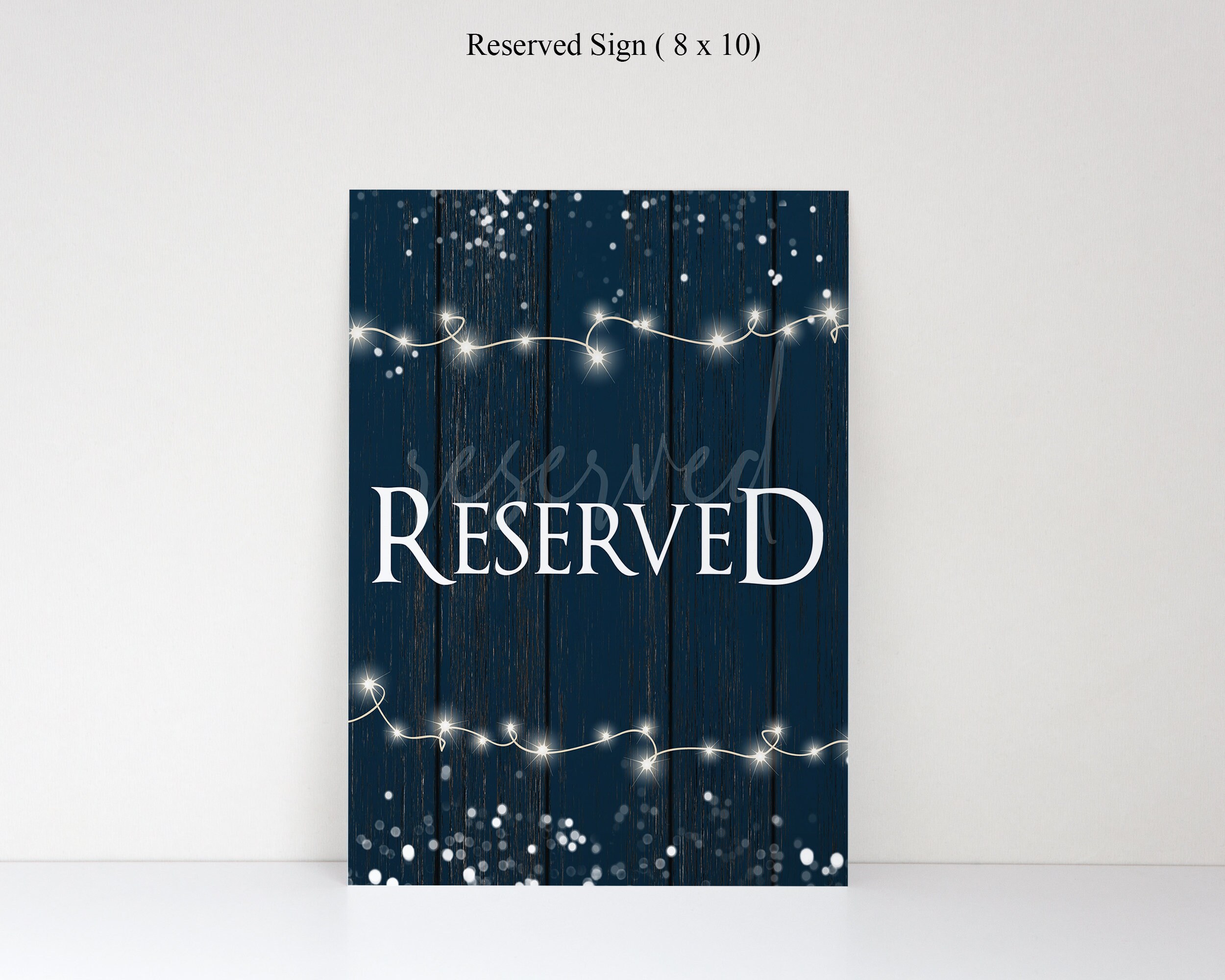 Navy Blue Wedding Reserved Table Sign Printable Seating Calligraphy ...