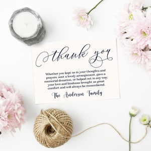 Minimalistic Editable Funeral Thank You, Sympathy Acknowledgement Cards Template Printable Memorial Card Try Before U Buy AB4