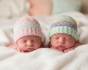 Easy Ribbed Beanie Newborn to 3 Months Baby Beanie Pattern (0 - 3 Months) | PATTERN ONLY