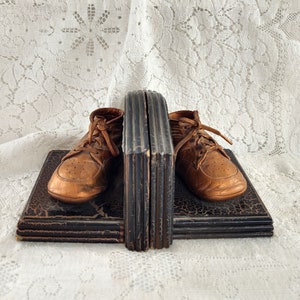 Copper Baby Shoe Bookends - Vintage - free shipping