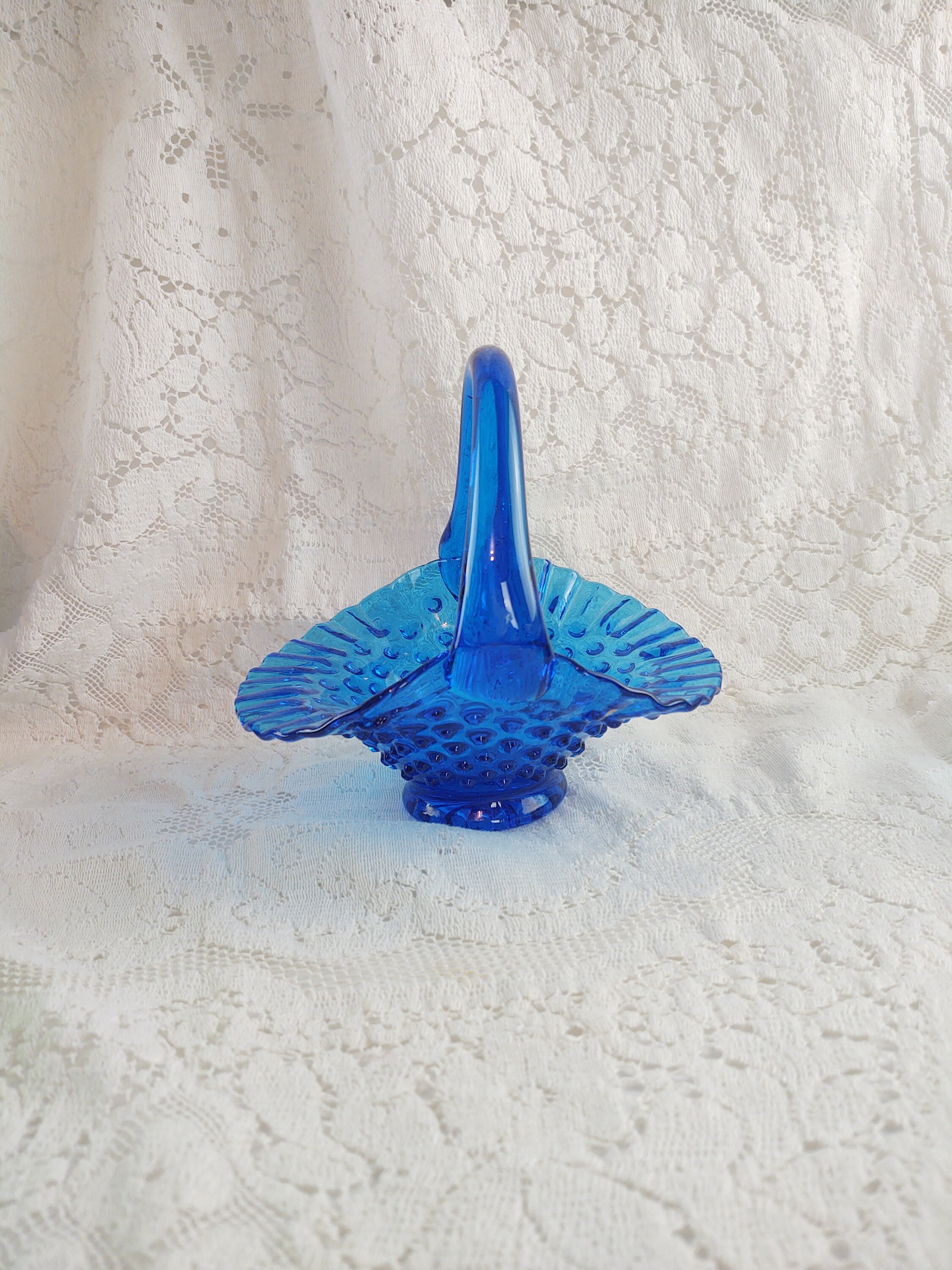 Vintage Fenton Colonial Blue Basket - Etsy