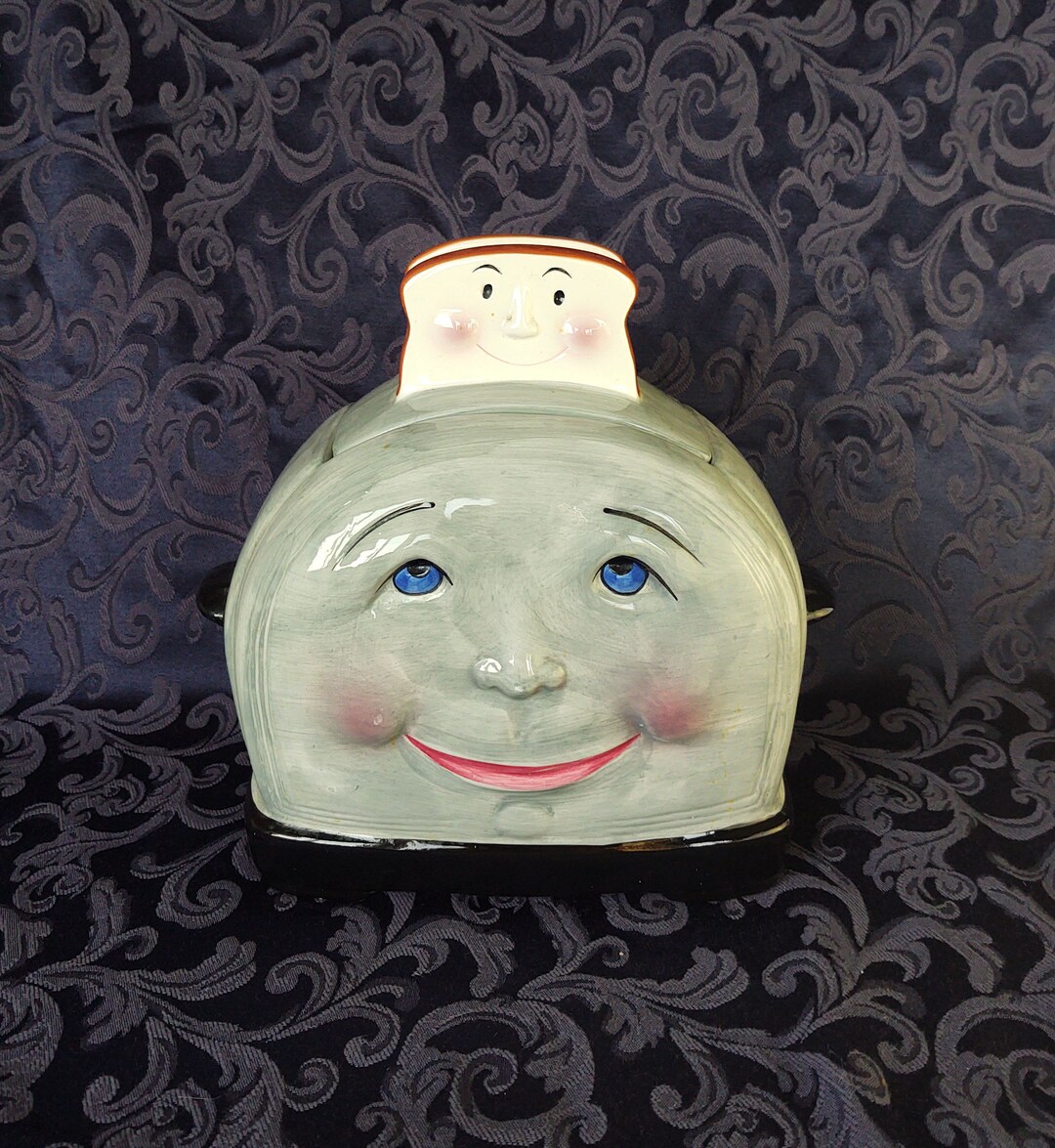 Clayart Vintage Toaster Cookie Jar Moon Face Etsy
