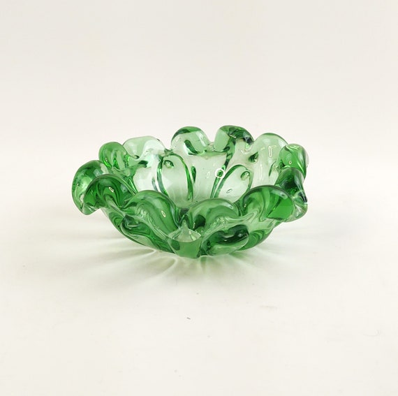 Mid Century - Murano style - Hand Blown Green Gla… - image 1