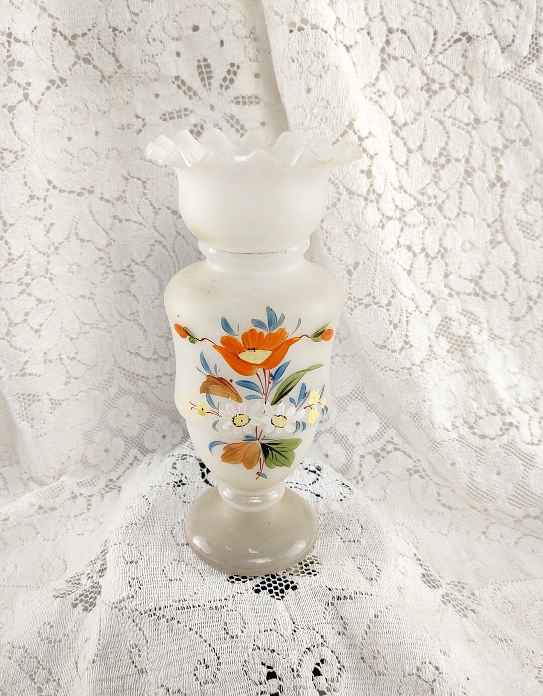 Victorian Bristol Glass Handpainted Vase Etsy