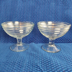 Anchor Hocking Park Avenue Manhattan Art Deco Compote Pedestal Dessert Bowl set of 2