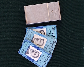 Unopened Gillette Blue Blades | King C. Gillette Portrait
