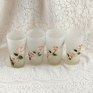 Anchor Hocking - Frosted glasses - Gay Fad - Dogwood - Desert Rose