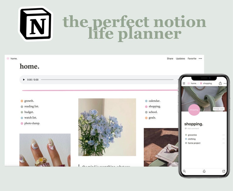 NOTION DIGITAL PLANNER Template for Goals Daily Tasks Etsy Canada