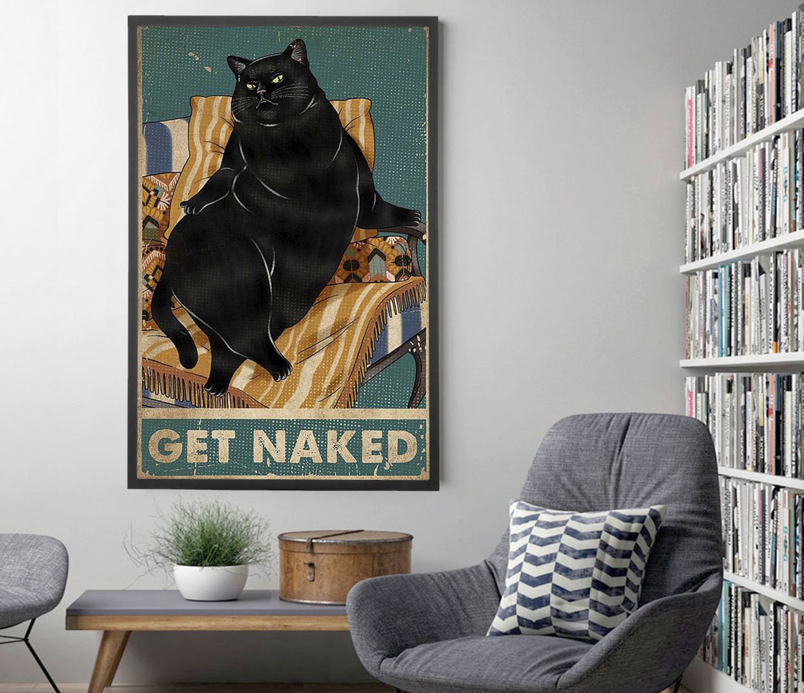 Cat Vintage Poster Cat Home Wall Art Gift For Cat Lover Etsy