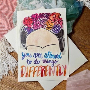 set of 10 handmade watercolor cards - frida design - blank inside