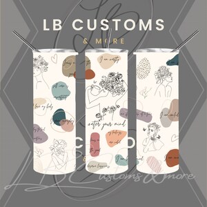 Positive affirmations aesthetic tumbler wrap AND mock-up BUNDLE!