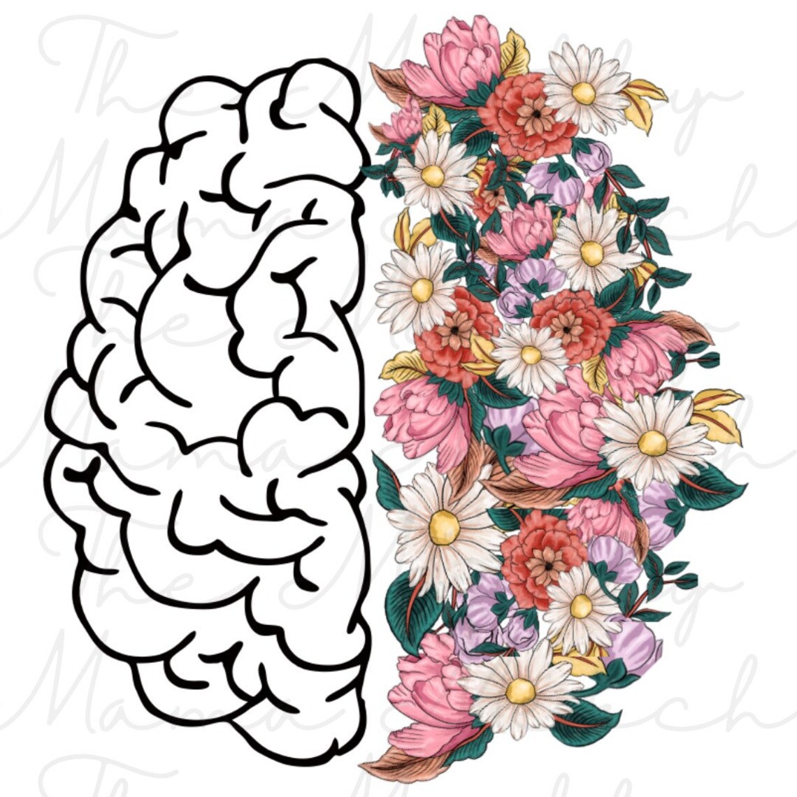 Mental Health Flower Brain Sublimation Design Png Digital Etsy