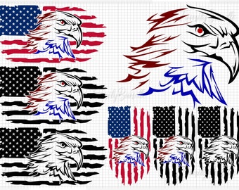 Eagles With Distressted Flag US, Flag DIstressted Design For Digital Download - AP7