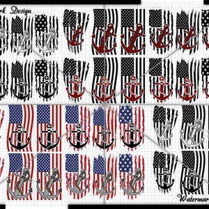Anchors Flag Distressted, anchors  through Flag- Vector Clip Art Cut File-Commercial/Personal Use for Cricut,Cameo,Silhouette